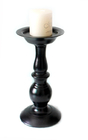 Harrison Black Resin Pillar Candle Holder , Small Retro Candle Holders